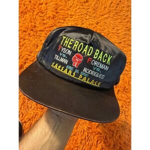 Vintage 1990 Mike Tyson Foreman Caesars Palace The Road Back Boxing Hat Black